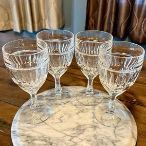 4pc VTG Action Industries Crystal AI-1 Goblet Vertical Cuts 7"‎ Slovenia Crystal